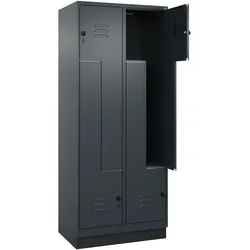 C+P Z-Spind Classic PLUS, Sockel, 4 Abteile, HxBxT 195x80x50cm, Sicherheitsdrehriegel, Anthrazit von PROREGAL
