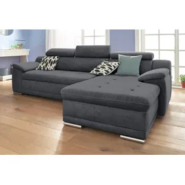 sit&more Ecksofa SIT & MORE "Andiamo L-Form", grau (dunkelgrau), B:270cm H:93cm T:165cm, Kunstleder SOFTLUX;Luxus-Microfaser ALTARA NUBUCK (100% Polyester);Struktur ( 100% Polyester), Sofas, Ecksofa, wahlweise mit Bettfunktion, inklusive Kopfteilverstellung