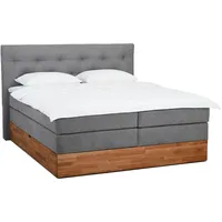Belanoti Boxspringbett Hellgrau Textil, Echtholz,Eiche, 7-Zonen 180x200 cm, Schlafzimmer,