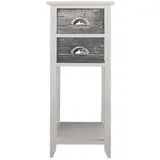 Hti-Living HTI living Beistelltisch 2 Schubladen Mia Landhaus Weiß Grau Blumenhocker Telefontisch