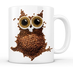 style3 Tasse, Keramik, Kaffeeeule Kaffeebecher Tasse Koffein kraft cafe kaffee-bohnen coffee baritsta koffein junkie uhu bunt|weiß