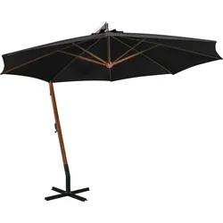 vidaXL Ampelschirm mit Mast Schwarz 3,5x2,9 m Massivholz Tanne