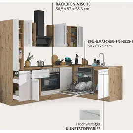 kochstation Winkelküche Florida L-Form 250 cm weiß