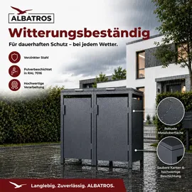 Albatros Mülltonnenbox 2er Hauswandversion 136 x 118,5 x 80 cm grau