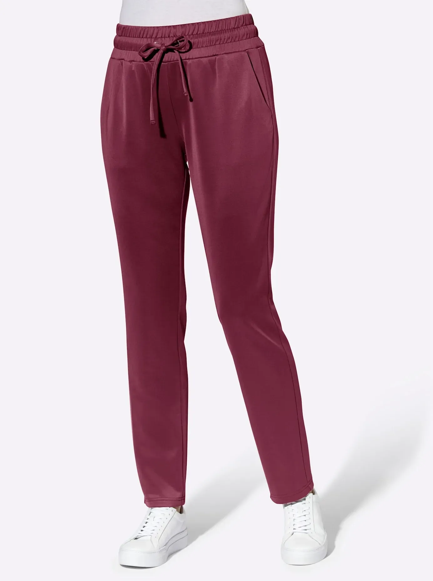 Schlupfhose CLASSIC BASICS, Damen, Gr. 25, Kurzgrößen, rot (bordeaux), 95% Polyester, 5% Elasthan, unifarben, lang, Hosen Schlupfhose