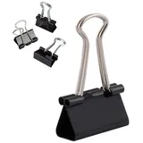 D.RECT Foldbackklammern 360054, 25mm Schwarz aus Metall 12 Stück