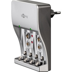 Goobay Plug-in Batterie-Ladegerät - lädt bis zu 4x Micro (AAA) oder Mignon (AA) und 2x 9 V Block