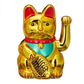Relaxdays 3x Maneki Neko Winkekatze 16 cm