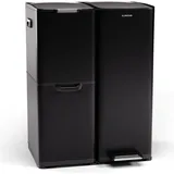 Klarstein Tiyo 3-in-1 Mülleimer - 60L Küchen-Abfalleimer mit Pedale - Soft-Close-Deckel, Edelstahlgehäuse, herausnehmbare Eimer,