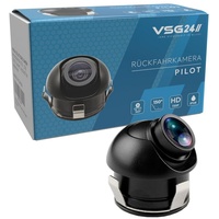 VSG24 Rückfahrkamera PILOT HD Kompakt-Kamera für PKW mit 150° Blickwinkel Rückfahrkamera (360° Grad flexibel positionierbar, Parklinien, 720P HD Auflösung)