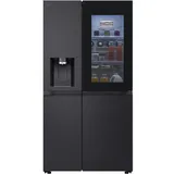 LG GSXE91EVAD Side by Side Kühlschrank und Gefrierfach mit InstaView, Klasse D, Wassertank, Schwarz