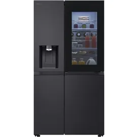 LG GSXE91EVAD Side by Side Kühlschrank und Gefrierfach mit InstaView, Klasse D, Wassertank, Schwarz