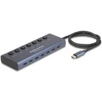 DeLock USB 5 Gbps Hub mit 7 Type-C Ports Schalter davon 6 x Datenport+ 1 Daten (63410) - USB Hub, Blau