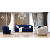 JVmoebel Sofa Blau-Weiße Sofagarnitur 3+3+1 Sitzer Sofa Sessel Stoff Polster Design, Made in Europe blau
