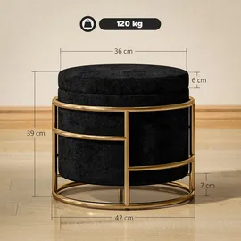 Homcom Sitzhocker, Schwarz, Kunststoff, 42x39x42 cm, Wohnzimmer, Hocker, Sitzhocker