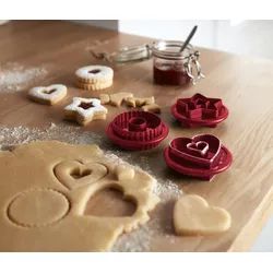 Tchibo - 3 Linzer Plätzchenausstecher - rot