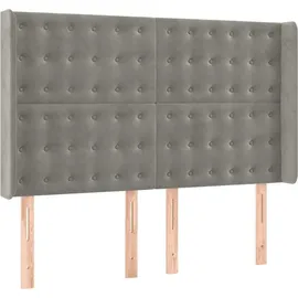 vidaXL Boxspringbett mit Matratze & LED Hellgrau 140x200 cm Samt