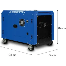 Eberth 8000W Diesel, Stromerzeuger mit 13,9 PS, 4-Takt Dieselmotor, 3-Phasen Stromgenerator mit 1x 400V, 2x 230V, 1x 12V,