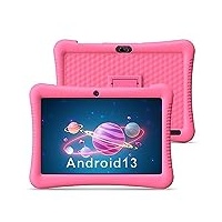 EagleSoar Kinder Tablet 10 Zoll HD Display Android 13 Tablet Kinder 3GB RAM 32GB ROM Quad Core, WiFi, 6000 mAh Akku, Kindersicherung, Augenschutz Kindertablet ab 2-12 mit kindersicherer Hülle (Rosa)