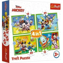 TREFL 34616 4 in 1 Puzzle 12,15, 20, 24 Teile - Mickey Mouse und Freunde