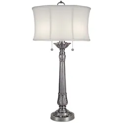 Tischlampe Schreibtischlampe Zink Zinn H 94 cm Wohnzimmerleuchte 2 Flammig