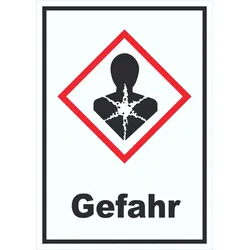 Schild Gesundheitsgefahr Gefahr Sensibilisierung der Atemwege hochkant A2 Rückseite selbstklebend