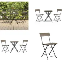 vidaXL 3 tlg. Bistro Set Klappbar Grau Poly Rattan - Bistro Set - Bistro Sets - Bistro Set Klappbar - Gartenmöbel Set - Grau