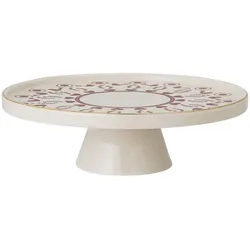 Bloomingville Kuchenplatte Jolly mit Fuß und Muster, Ø26 x H7 cm