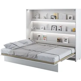 meblini Schrankbett Bed Concept - Wandbett mit Lattenrost - Klappbett mit Schrank - Wandklappbett - Murphy Bed - Bettschrank - BC-14-160x200cm Horizontal - Weiß