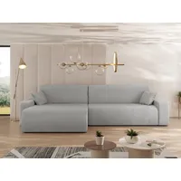 MIRJAN24 Ecksofa Piano L Cord, mit Bettkasten und Schlaffunktion, Schwarze Füße, Wellenfeder, L-Form grau 274 cm x 82 cm x 145 cm