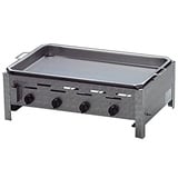 BSR-Grillen 4-flammiger Profi Gasgrill aus Edelstahl, stufenlos regelbar, Gasbräter, Gastrogrill, Gastrobräter mit Bräterpfanne Wanne Gasschlauch und Druckminderer (14,4 kW | Emaillie-Pfanne)