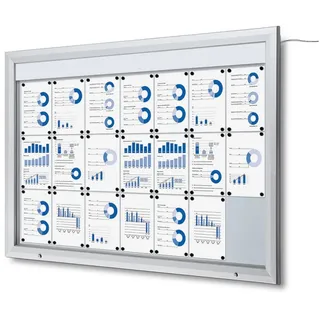 Showdown Displays Schaukasten Premium für Außen - 21x DIN A4 - LED