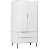 furnicato Kleiderschrank MOLDE Weiß 90x55x175 cm Massivholz Kiefer (1-St) weiß