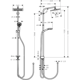 Hansgrohe Crometta E Showerpipe 240 1jet EcoSmart Reno chrom 27289000