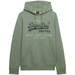 Sweatshirt SUPERDRY "Sweatshirt Vl Heritage Relaxed Hood", Herren, Gr. M, grün, Obermaterial: 56% Baumwolle CO. 44% Polyester PES., Sweatshirts Sweatshirt