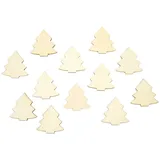 Oblique Unique® 12 Holz Tannen Bäume Weihnachtsbäume Groß - Holzdeko Tischdeko Weihnachtsdeko für Adventskalender Adventskranz Geschenk Deko Weihnachten - Farbe wählbar (Natur)