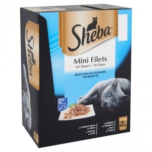 Sheba Mini Filets Vis Selectie in saus natvoer kat (zakjes 85 g)  12 x 85 g