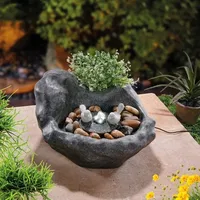Solar Vogelbadbrunnen dunkel mit Akku und led Licht outdoor 101320 - Esotec