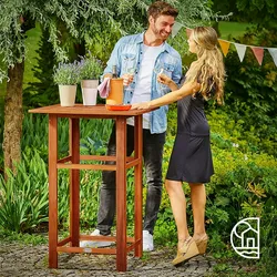 Casaria Stehtisch Bistrotisch Akazie Holz 75x75x110cm