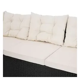 CASARIA Polyrattan Lounge-Set Schwarz/Creme WPC Tischplatte