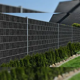 zaunzu® Sichtschutzstreifen 35 m Schwarzgrau Vlies