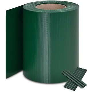 Juskys PVC Sichtschutzstreifen 0,19 x 35 m grün inkl. Befestigungsklemmen 30 St.
