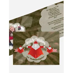 Foto Weihnachtseinladung selbst gestalten mit Spruch und Fotos im Onlinedesigner bei Meine-Kartenmanufaktur.de