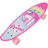Komplettes Skateboard für Kinder, leises Skateboard mit Einhorn-Design und blinkenden Vierfachrädern (59 x 15 x 11 cm, Rosa)