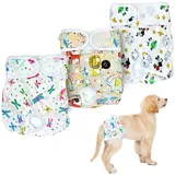 PetCellence Hundewindeln für Damen, groß, 3 Stück, waschbare Hundewindeln mit 3 genähten, saugfähigen Mikrofaser-Schichten für Haustier, Welpen, verstellbare Bänder und Knöpfe, schnell trocknende