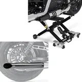 Set: Motorrad Hebebühne Midlift XL bis 500kg in sw ConStands mit Endschalldämpfer Universal Caferacer Turn Out sw