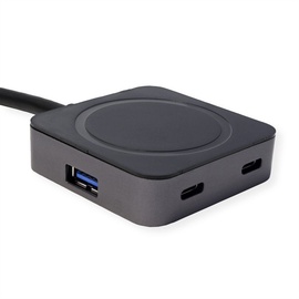 Value USB 3.2 Gen 1 Hub, (2x USB-A + 2x USB-C), mit Verlängerungskabel, schwarz, 10 m