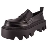 Buffalo Damen Halbschuhe Flora Loafer Vegan 1622355 Schwarz - Schwarz