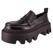 Buffalo Damen Halbschuhe Flora Loafer Vegan 1622355 Schwarz - Schwarz