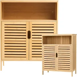 ad.con Badezimmerschrank Bambus mit 3 Ablagen 81 x 65 x 31 cm Natural